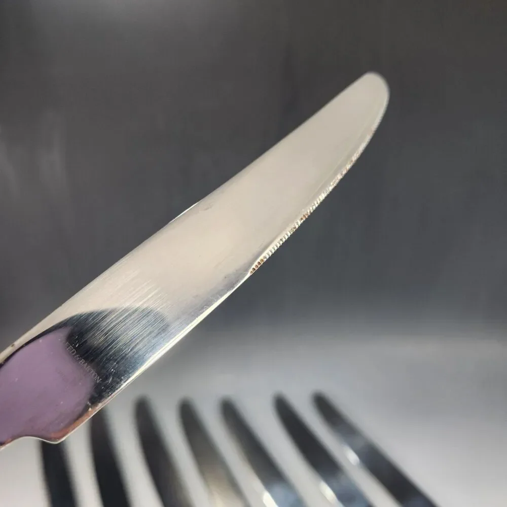 Reed & Barton RIVER Set 4 Knives Hammered Stainless 18/10 Flatware Dinner Knife
